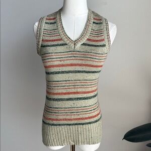 Vintage Poques Cincinnati Womens Wool Blend Metallic Stripes Sleeveless Knit Top